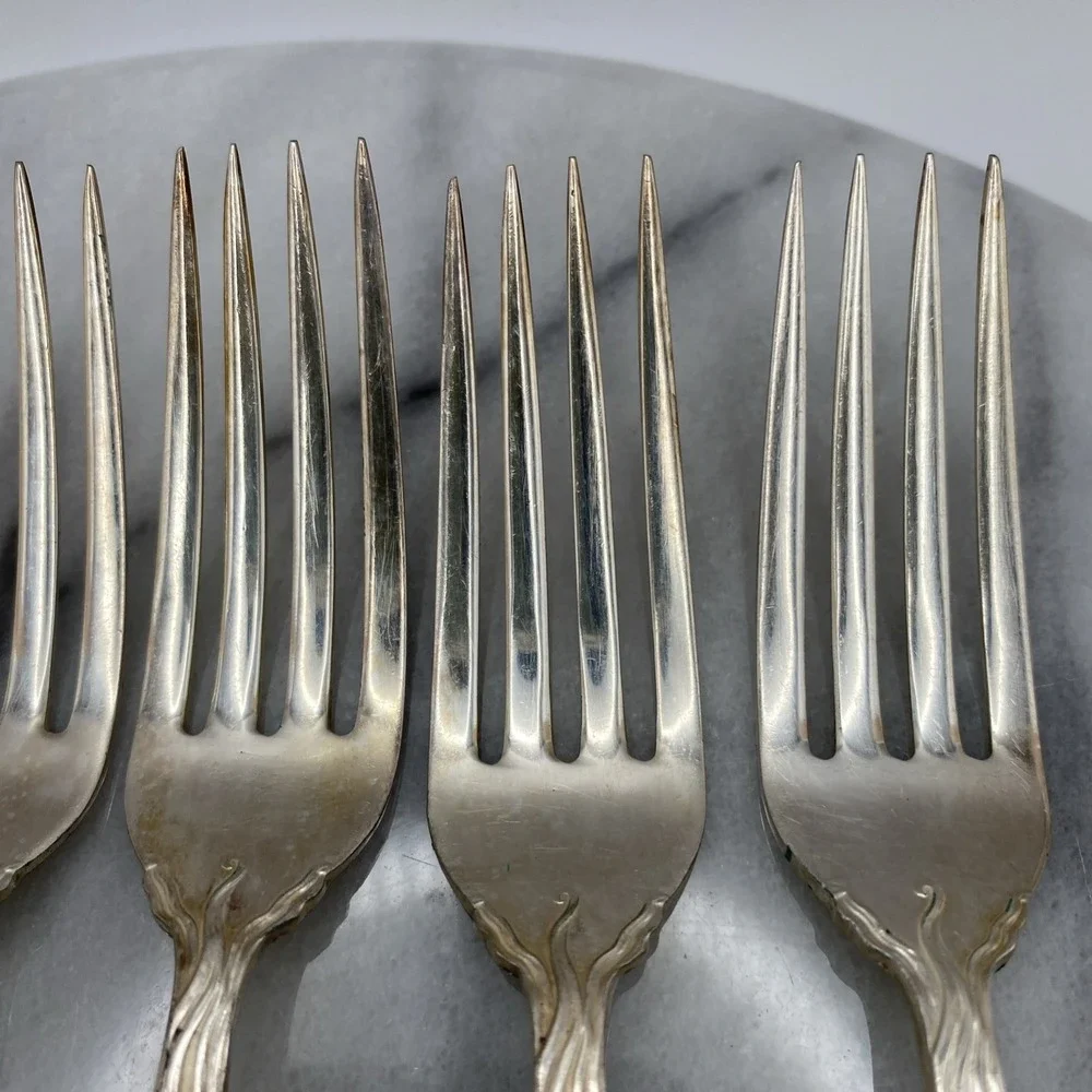 American Silver Plate Co Vintage 40+ Pc Flatware Set Floral Art Nouveau Wood Box